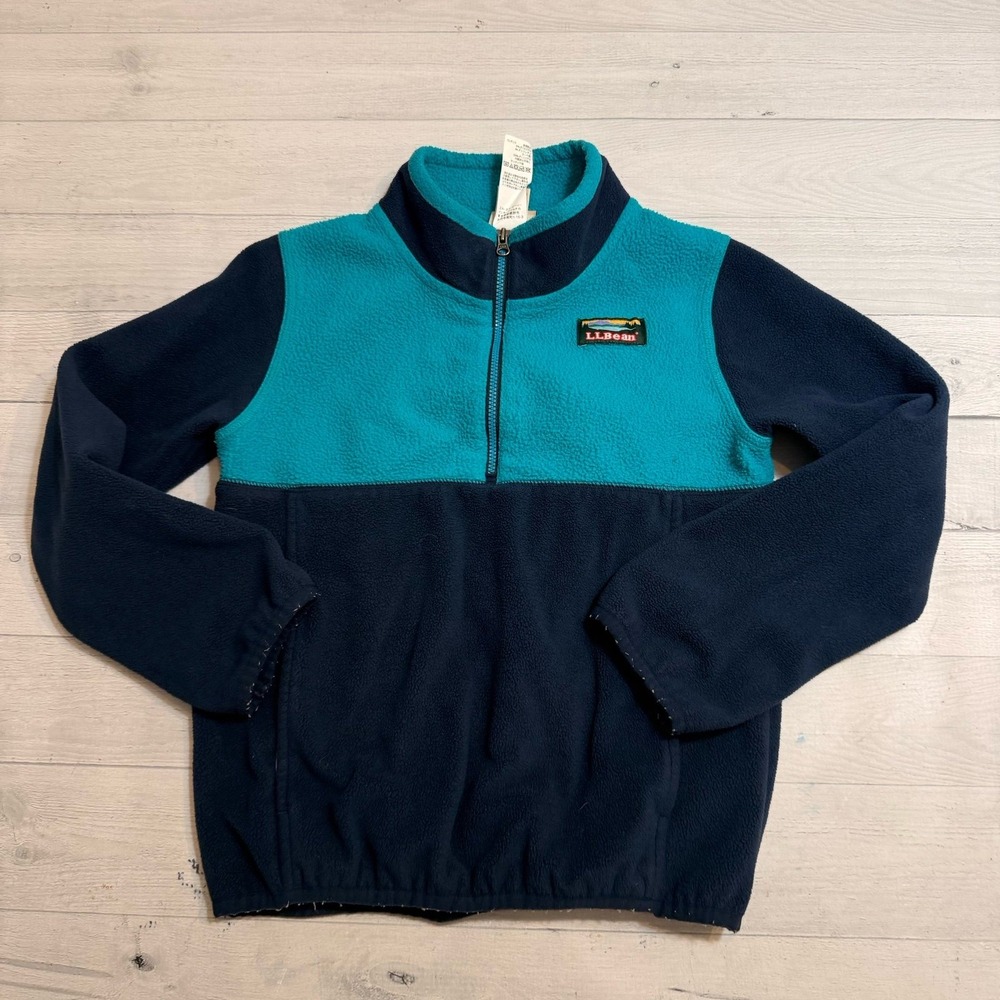 L.L.‎ bean aqua navy kids pullover fleece jacket sweater 6/7